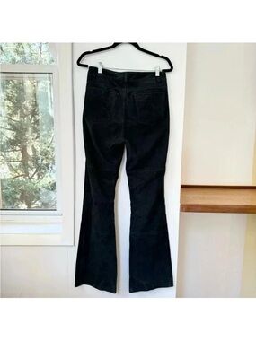 NWT Deadwood Free People Suede Leather Flare Pants Black